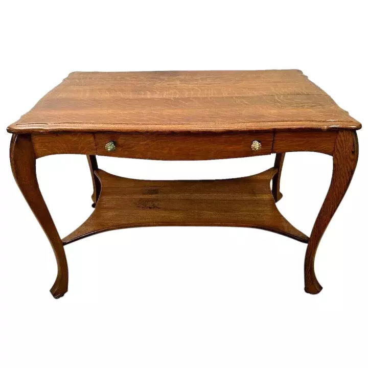 Antique Desk Library Table by Wolverine Mfg One drawer Bottom