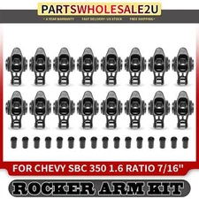 4340 Black Chromoly Stud Roller Rocker Arm Set for Chevy SBC 350 1.6 Ratio7/16"
