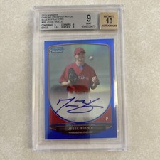 2013 Bowman Chrome JESSE BIDDLE BLUE REFRACTOR SP PSA 9 10 AUTO /150 Phillies
