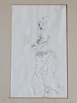 Original Bleistift auf Papier Zeichnung signiert von Max Kämpf 1912-1982 Frauenstudie 1965