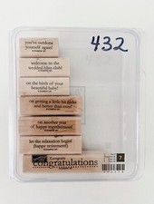 STAMPIN UP CONGRATS CONGRATULATIONS SET OF 7 WOOD RUBBER STAMPS Used