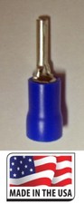 25 16-14 BLUE VINYL INSULATED PIN TERMINAL WIRE CRIMP CONNECTOR MADE IN USA