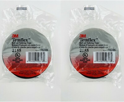 2 Rolls 3M Temflex Rubber Splicing Tape # 2155 Max 600V (3/4'' x 0.03'' x 22 ft)
