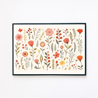  Botanische Blumen Design Retro Illustration 7x5 Vintage Wanddeko Kunstdruck 