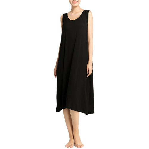 Nightgown Soft Sleeveless Round Neck Nightdress Lightweight Sleep Shirt Women - Picture 1 of 23