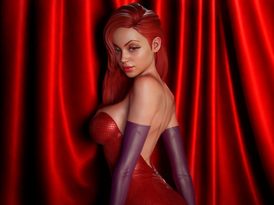 Jessica Rabbit 3D Printed Figure, Iconic Toon Femme Fatale Statue, Unpainted