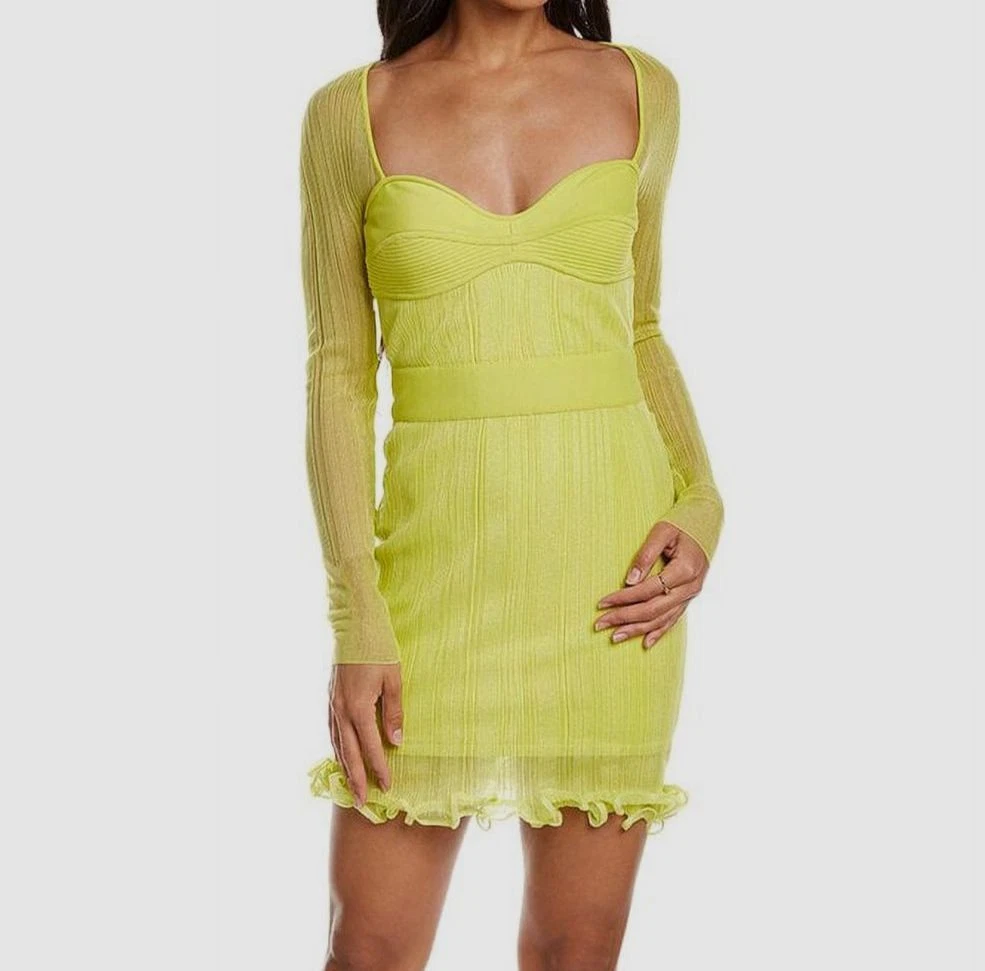 herve leger neon yellow dress Yellow Bandage Dress by Herv Lger