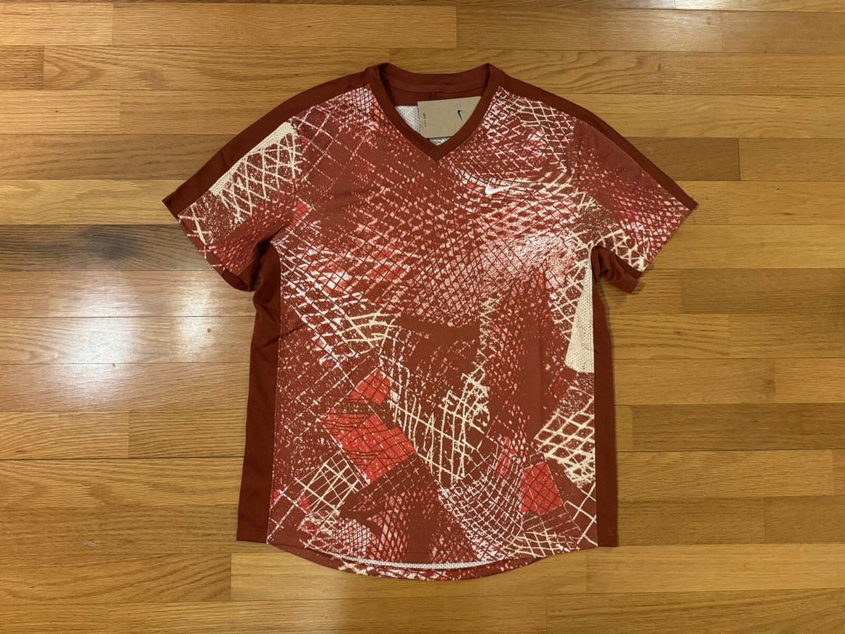 New L Nike Court Dri-Fit Victory Tennis Shirt Top Rugged Orange
