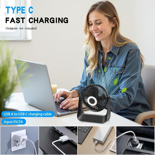 Desk Fan with Temperature control mode, 5000mAh 30H Max Coolling - Picture 4 of 7