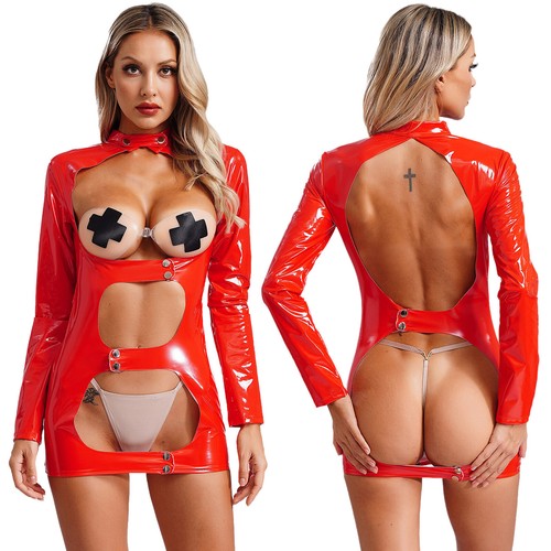 Mini vestido de peluche metálico para mujer Babydoll de una pieza vestido sin espalda ropa de dormir - Imagen 4 de 40