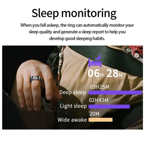 R9 Luxus Smart Ring Blutsauerstoff Herzfrequenz Schlafmonitor 5ATM Wasserdicht - Bild 13 von 33