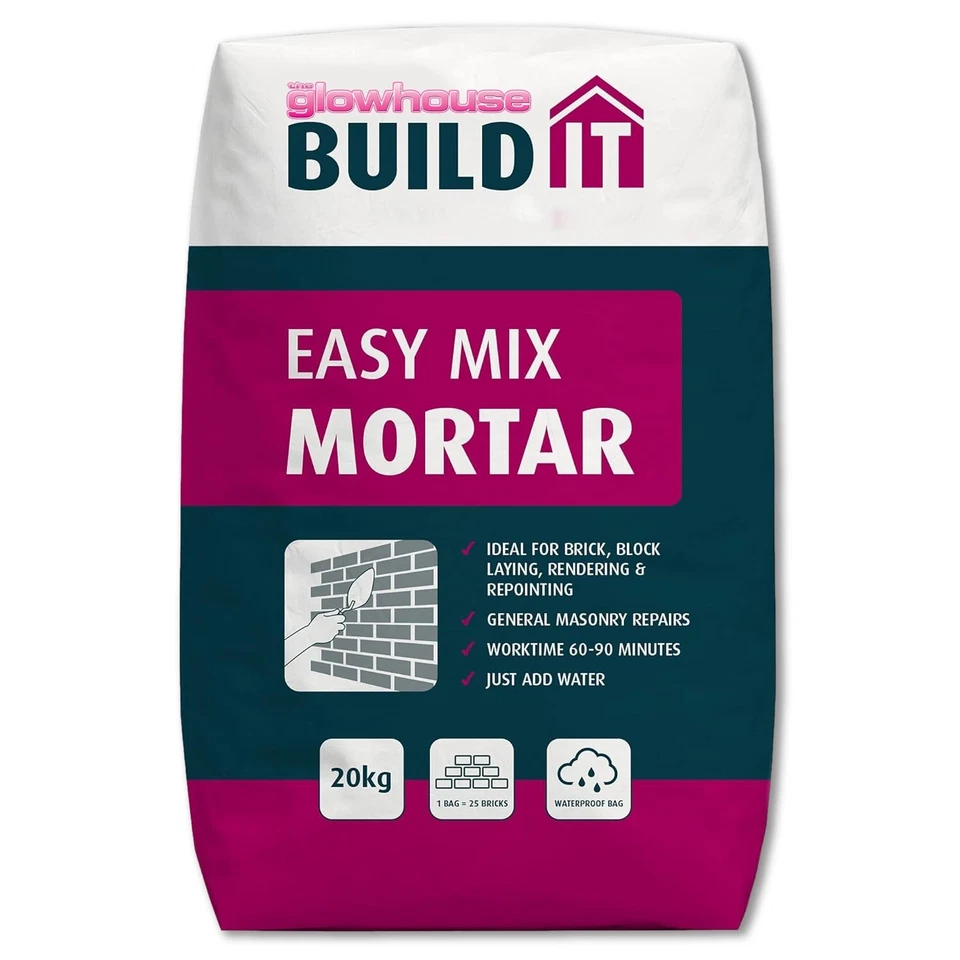 Build IT Easy Mix Mortar Bag, Just Add Water 20kg Brick Block Laying Repointing