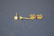 14K Yellow Gold Square Martini Prong Stud Earrings with Princess Cut CZ 2-8mm