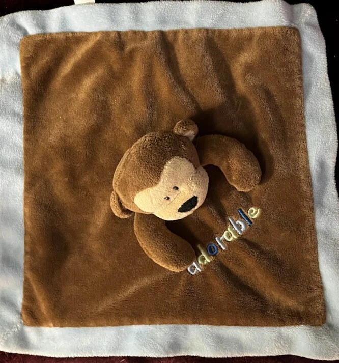 Peluche Mono Lovey Primeras Impresiones Adorable Azul Marrón Manta de Seguridad Bebé Foto 2 de 3