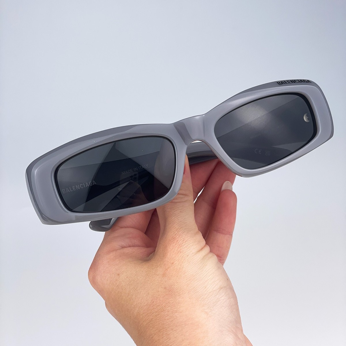 Balenciaga Men Sunglasses Grey Rectangle BB0266S 003 NEW | eBay