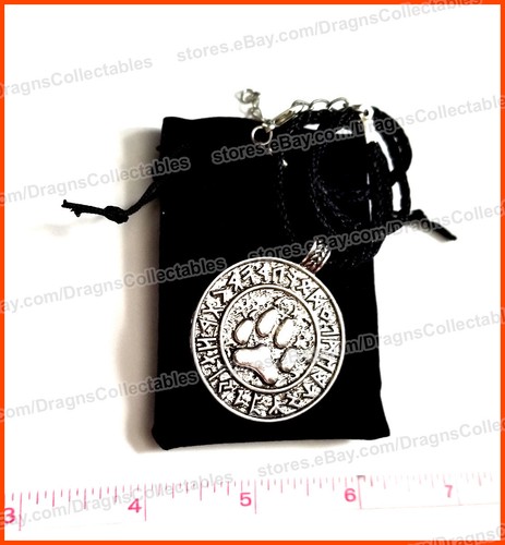 Metal Wolf paw print tribal rune nordic viking talisman amulet pendant necklace - Picture 7 of 12