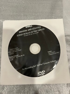 Dell Drivers & Utilities DVD for Reinstalling Optiplex 160, FX160, 360, 760, 960