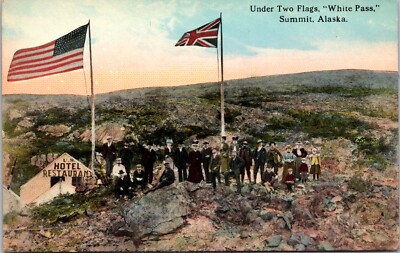 Under Two Flags White Pass Summit Alaska AK Postcard B49