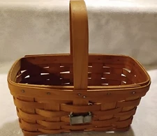 1999 Longaberger Basket With Stationary Handle and Pewter Flag Tie-on - No Liner