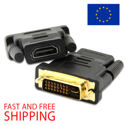 HDMI Female to DVI-D (24+1) Male Gold socket Adapter Converter Joiner Adaptor