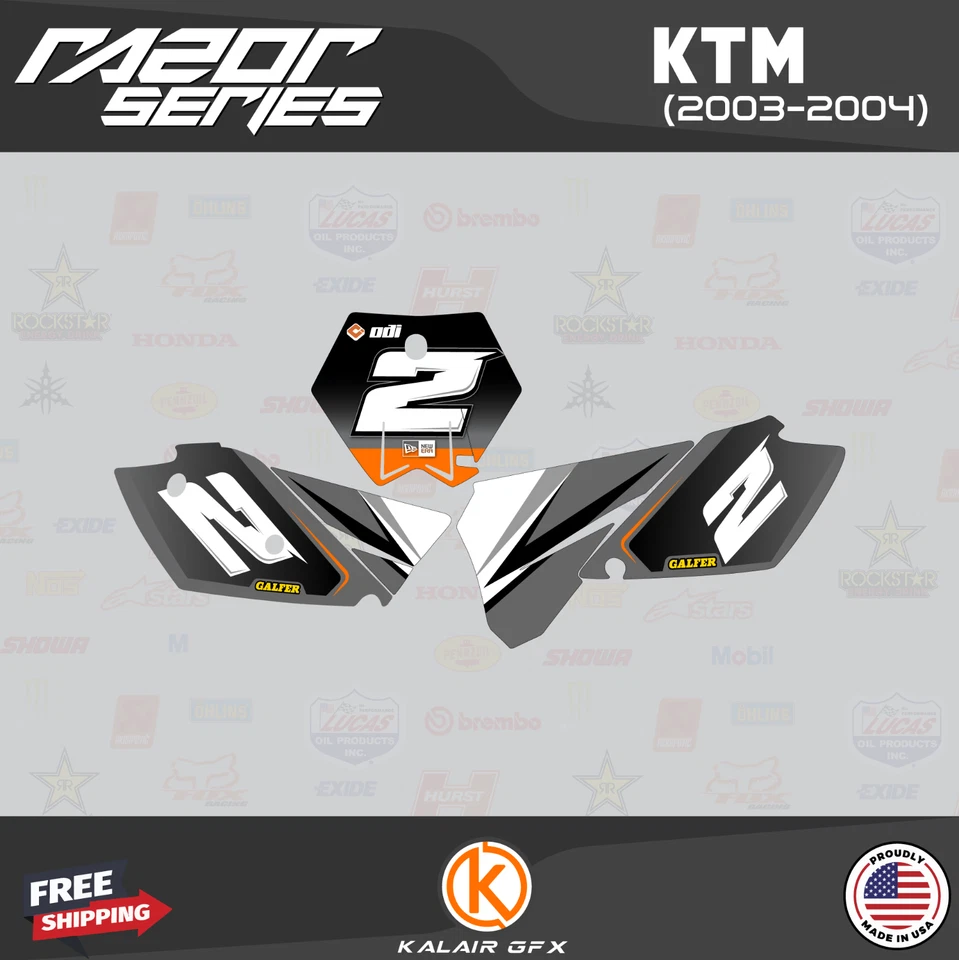 Графический комплект для KTM SX 125 200 250 450 525 2003-2004 RAZOR-оранжевый - Изображение 2 из 4
