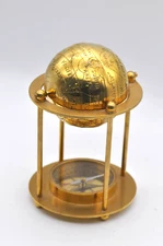 BRASS GLOBE AND COMPASS DECORATION