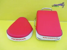 Fit HONDA C70 C90 Red +White  Front and Rear  Seat  With Rear Rack Carrier [mi]