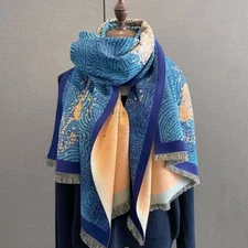 Luxury Long Scarf Women Blue Horse Imitate Cashmere Pashmina Shawl Wrap 180x60cm