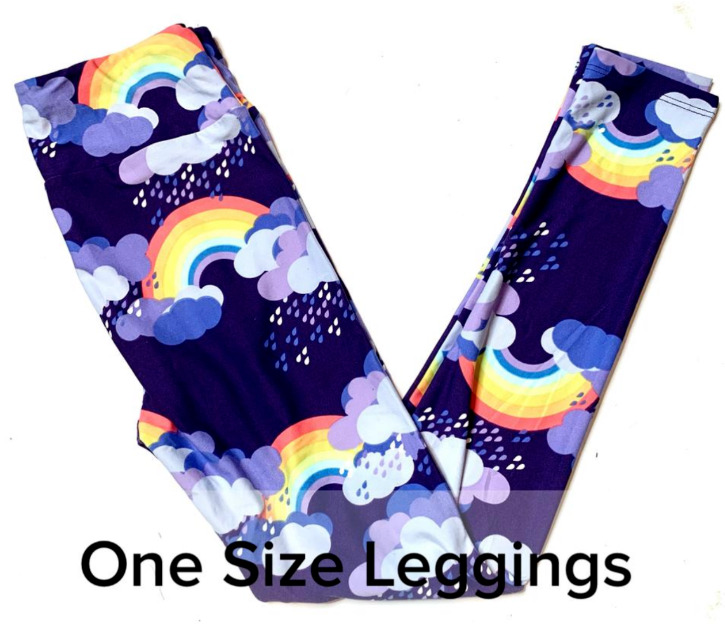 LuLaRoe OS leggings purple multicolor rainbow Portland Mall NWT clouds rain online shop