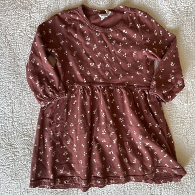 Cotton:On Kids Savannah Long Sleeve Dress Henna/Ditsy Floral Pattern Size 2