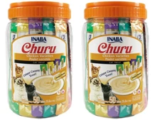 INABA Churu Cat Treats, Grain-Free, 0.5 Oz Each Tube, 100 Tubes, Chicken Variety