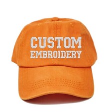 Custom logo design embroidered cap pigment dyed orange hat