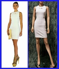 NEW VERSUS VERSACE WHITE CUT OUT MINI DRESS with GOLD PINS 38 - 2