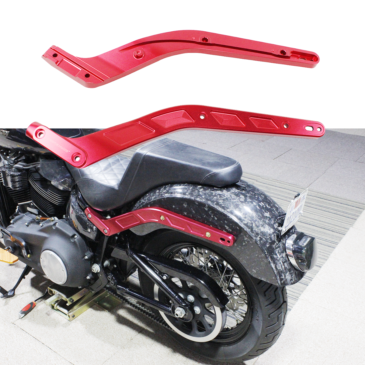 Red Rear Fender Support Struts for Harley 2018-24 Low Rider ST