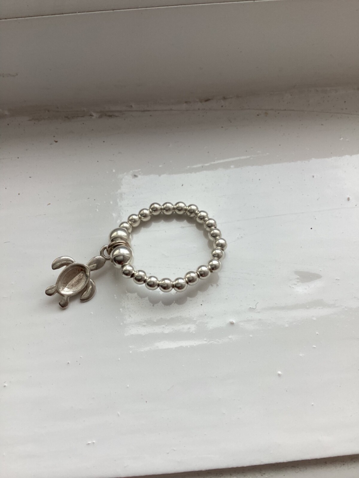 Sterling silver adjustable ring with turtle charm - image 4