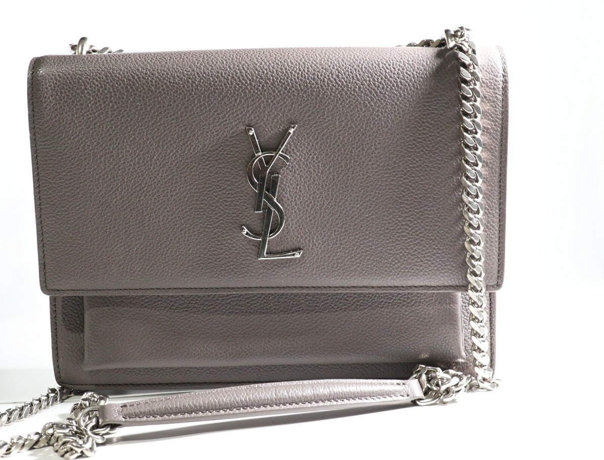 YSL Saint Laurent Medium Sunset Leather Bag in Grey | eBay YSL Saint Laurent Medium Sunset Leather Bag in Grey | eBay