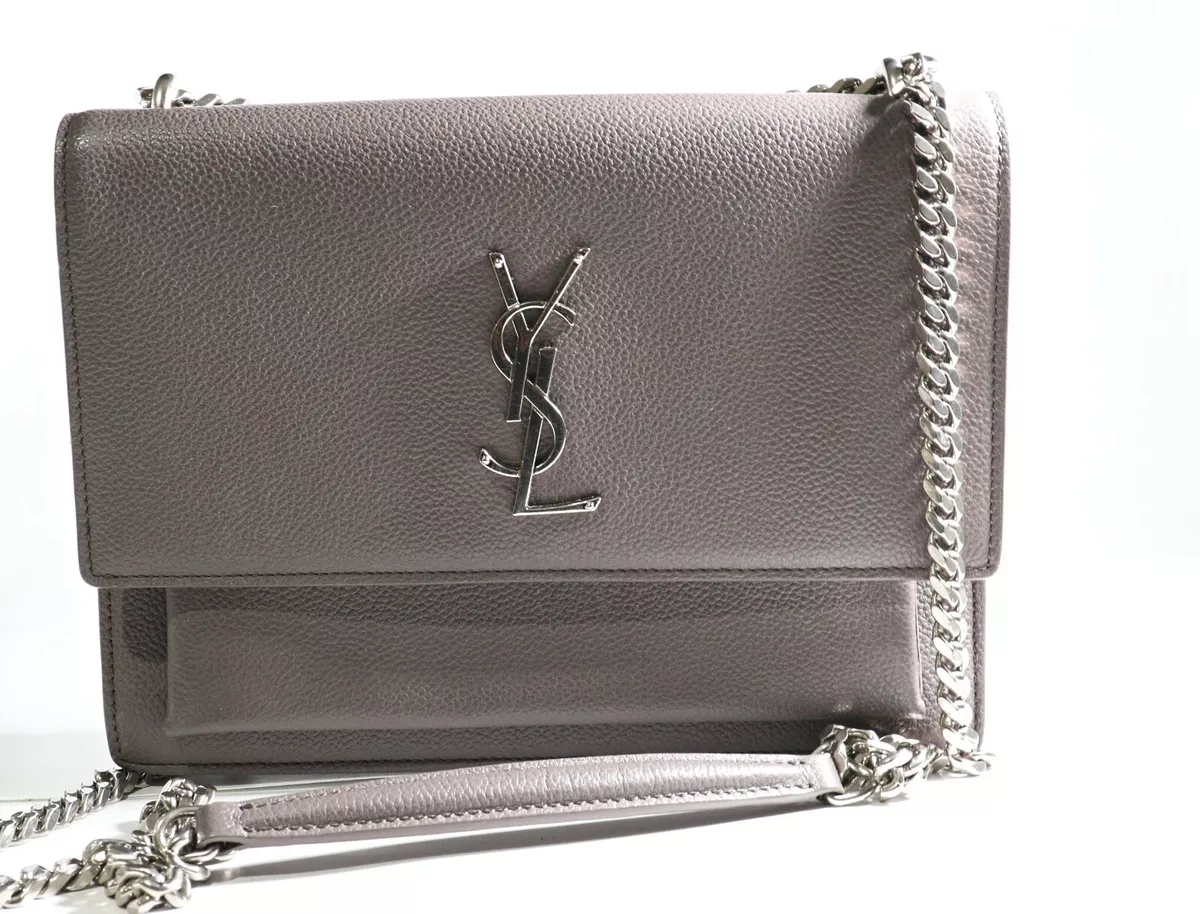 YSL Saint Laurent Medium Sunset Leather Bag in Grey