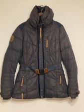 Naketano Brave Women’s Size L Full Zip Gray/brown Wax Puffer Winter Parka Jacket