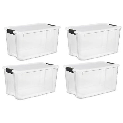 Sterilite Clear Plastic Stackable Storage Bin with Latching Lid