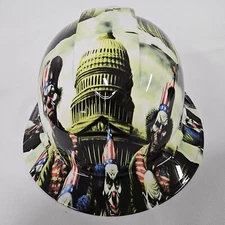 full brim hard hat custom hydro dipped IN AMERICAN CLOWN SHOW DEMOCRATIC CLOWNS