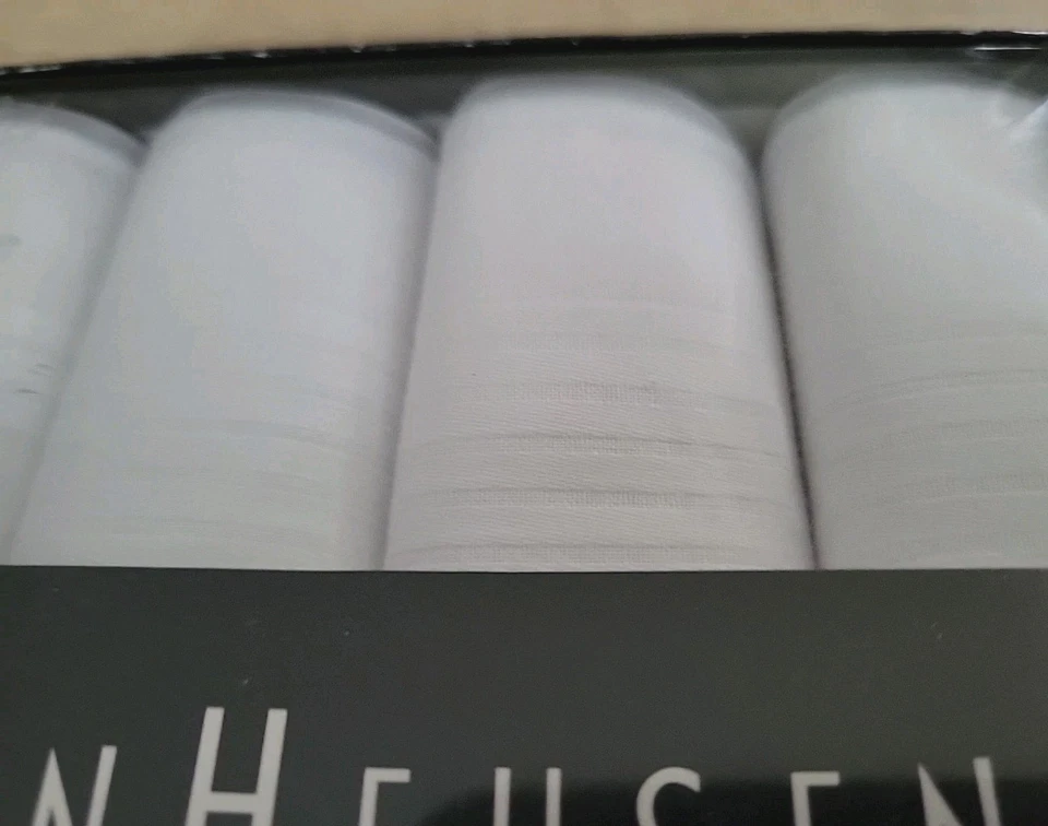 Pañuelos finos Van Heusen para hombre 100 % algodón blancos (paquete de 4) nuevos stock antiguo Foto 4 de 4