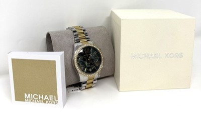 Michael Kors MK7303 Women Green Dial Chronograph Crystal Gold