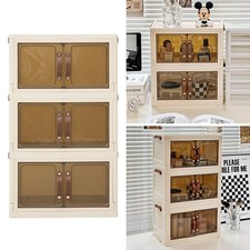 Lids 2/3-Layers, Desktop Collapsible Storage Bins with Wheels and Magnetic Doors