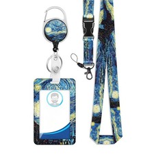 Work Id Badge Holder for Men and Women with Clip Lanyard, RetractableSea