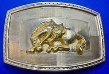 End of the Trail Horseback Native American Indian Saga Two Tone Belt Buckle