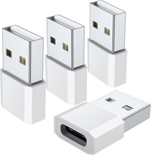 USB C Female to Male Adapter 4-Pack , Type C Charging Cord Connect White