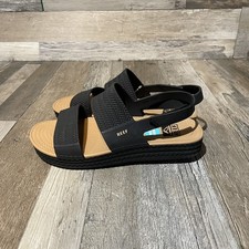 Reef Water Vista Sandals Water Friendly Black Cognac Women  s Size 7 Adjust Strap