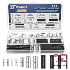 7 Values Non Insulated Butt Connectors Crimp with Heat Shrink Tube Uninsulated