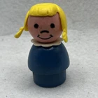 Blue Girl Blonde Braids Intact Vintage Fisher Price Little People