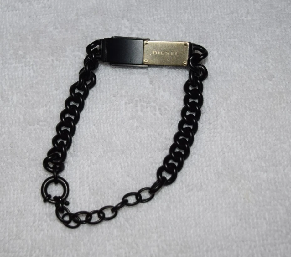 Diesel Men's Steel Bracelet Black Link Band secure clasp 8 1/2 inches - Image 4 of 4